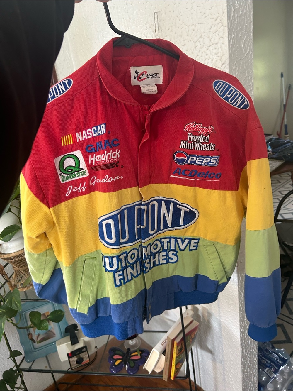 Chaser Multi-Color Racing Patch Bomber Jacket - Red, Yellow, Blue, Green
